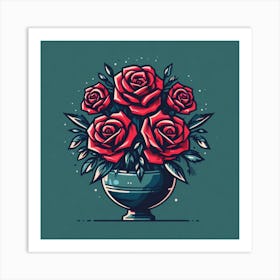 Roses In A Vase Art Print