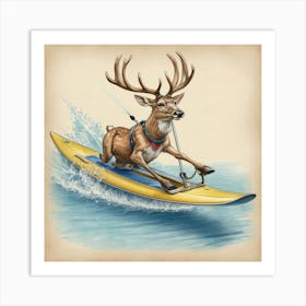 Deer Surfboard 2 Art Print