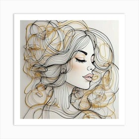 Line art Of A Woman 5 Art Print