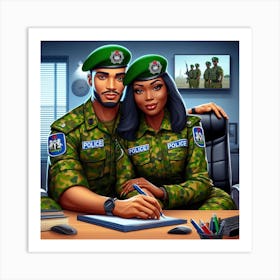 Nigerian Couple In Uniform Art Print