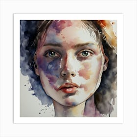 Watercolor Portrait Of A Woman 11 Art Print