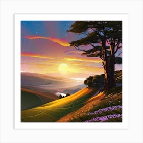 Sunset In The Hills Art Print