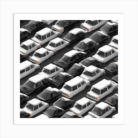 Many Cars In A Parking Lot Art Print