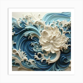 Blue And White Flower Wall Art Art Print