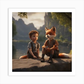 Fox And The Hare Art Print