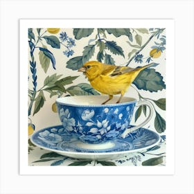 Yellow Finch On Teacup Art Print