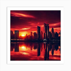 Sunset In New York City 1 Art Print