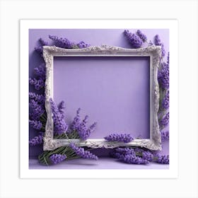 Lavender Frame With Lavender Flowers Art Print