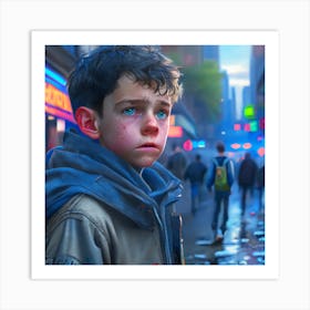 Boy In A City Art Print