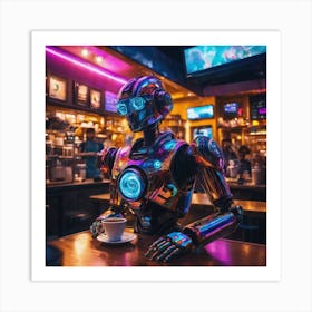 Robot At A Bar Art Print