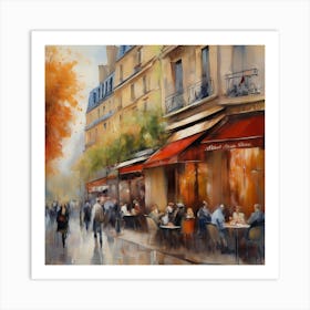 Paris Cafes.City of Paris. Cafes. Passersby, sidewalks. Oil colours.5 Art Print