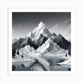 Papercut Illustration Breathtaking Snow crowned Mountain Art Print