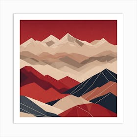 Multi-Layered Geometric Abstract Mountains Art Print