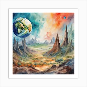 Planet earth view from another planet Art Print