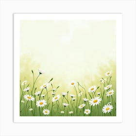 A Watercolor Field Of Daisies Swaying In The Breeze Art Print