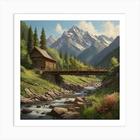 Cabin In The Mountains 3 Art Print