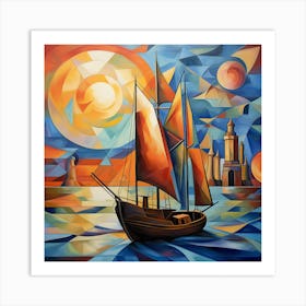 Sailboat In The Sea Art Print