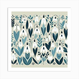 Scandinavian style, snowdrop pattern 1 Art Print