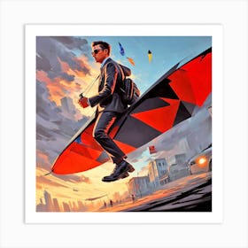Man Flying A Kite Art Print