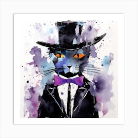 Black Cat In Top Hat Art Print