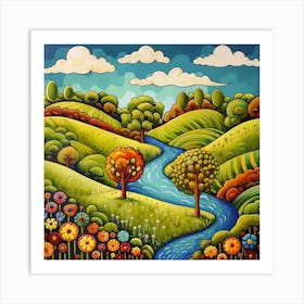 River In The Valley Art Print