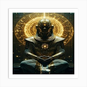 Default Ancient Astronaut Pharaoh Meditating Nemes Helmet Refl 0 Art Print