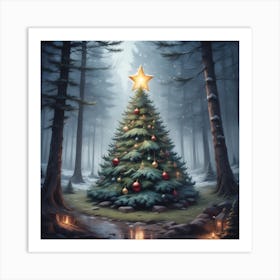 Christmas Tree In The Forest 108 Art Print