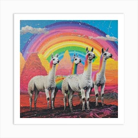 Rainbow Llama Collage 1 Art Print