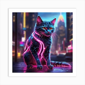 Neon Cat Art Print