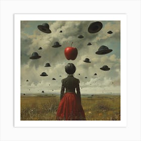 Magritte Surrealist Style : Orchard of the Mind Art Print