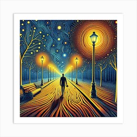 A man walks on path 1 Art Print