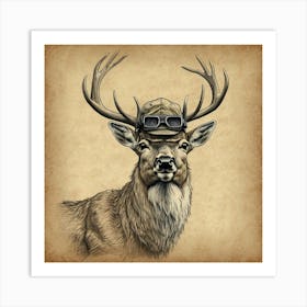 Deer With Goggles Art Print