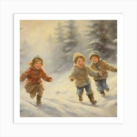 Children In The Snow 6 Art Print