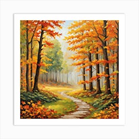 Forest In Autumn In Minimalist Style Square Composition 17 Art Print