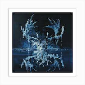 Deer In Water Art Print