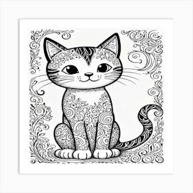 Cat Coloring Page Art Print