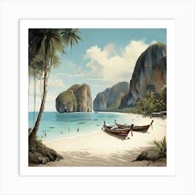 Vintage Retro Print Of Maya Bay Koh Phi Phi Thailand 1 1 Art Print