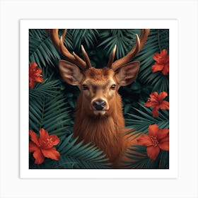 Deer In The Jungle Art Print