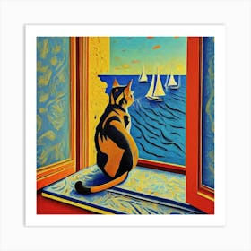 Cat Looking Out The Window 12 Art Print