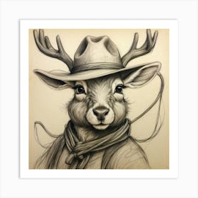 Deer In A Hat 16 Art Print