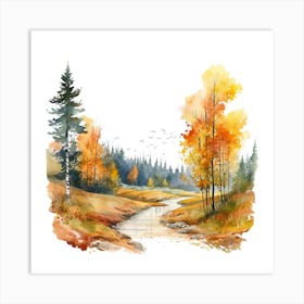 Watercolor Autumn Landscape 20 Art Print