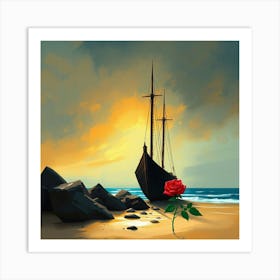 Rose On The Beach 2 Art Print