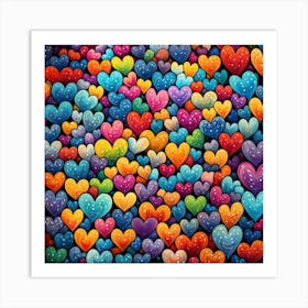 Colorful Hearts Background 1 Art Print