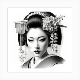 Japan Traditional Geisha Illustration By Ad 72 Art Print