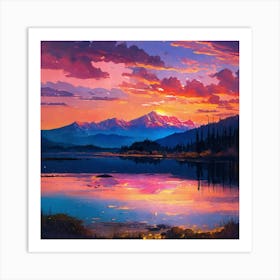 Sunset In The Mountains Art Print