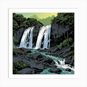 Serene Waterfall Art Print