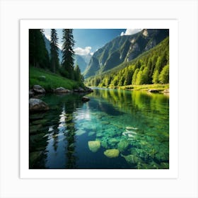 Clear Water In The Mountains Art Print