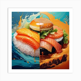 Sushi And Burger Art Print