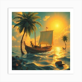 Sailboat In The Ocean Art Print