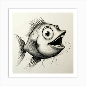 Cartoon Fish Drawing 1 Art Print